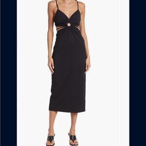 Walter Baker Black Cut-Out Midi Dress